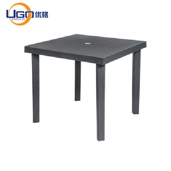 Square Table Plastic Injection Mould Rattan Table With Leg 2 Cavity Cold Runner